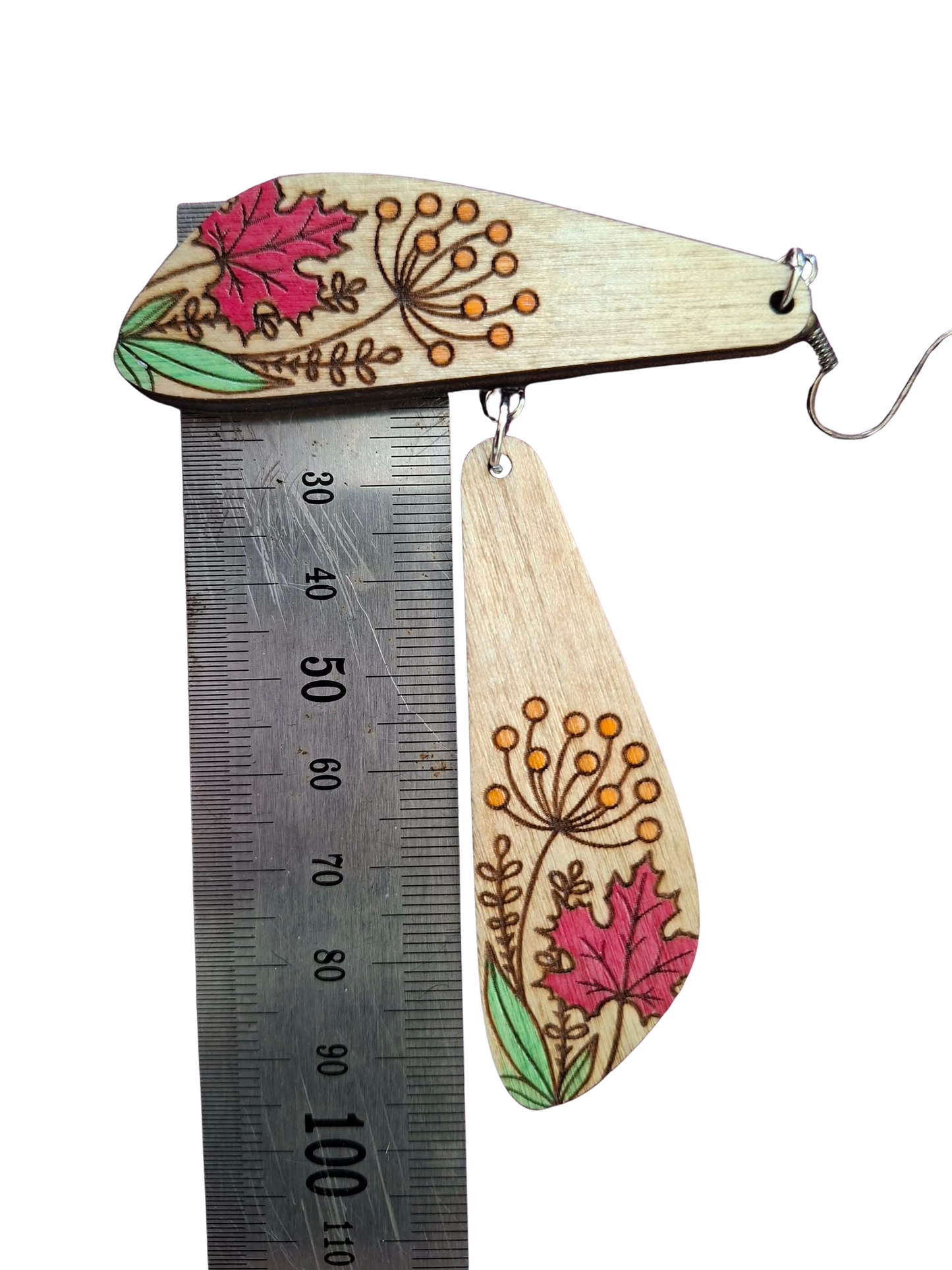 Hand painted wooden earrings