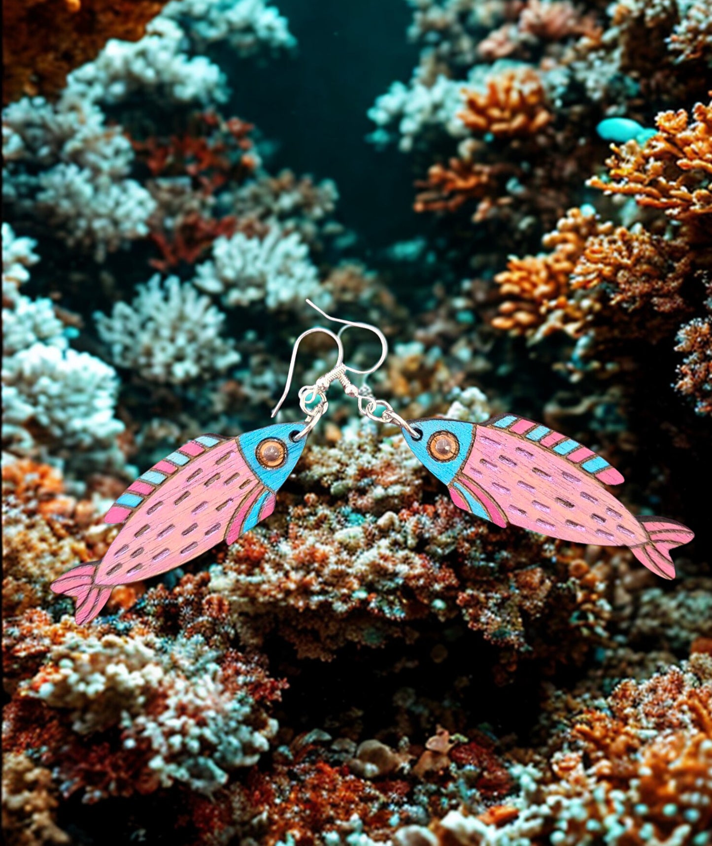 Hand painted fish earrings