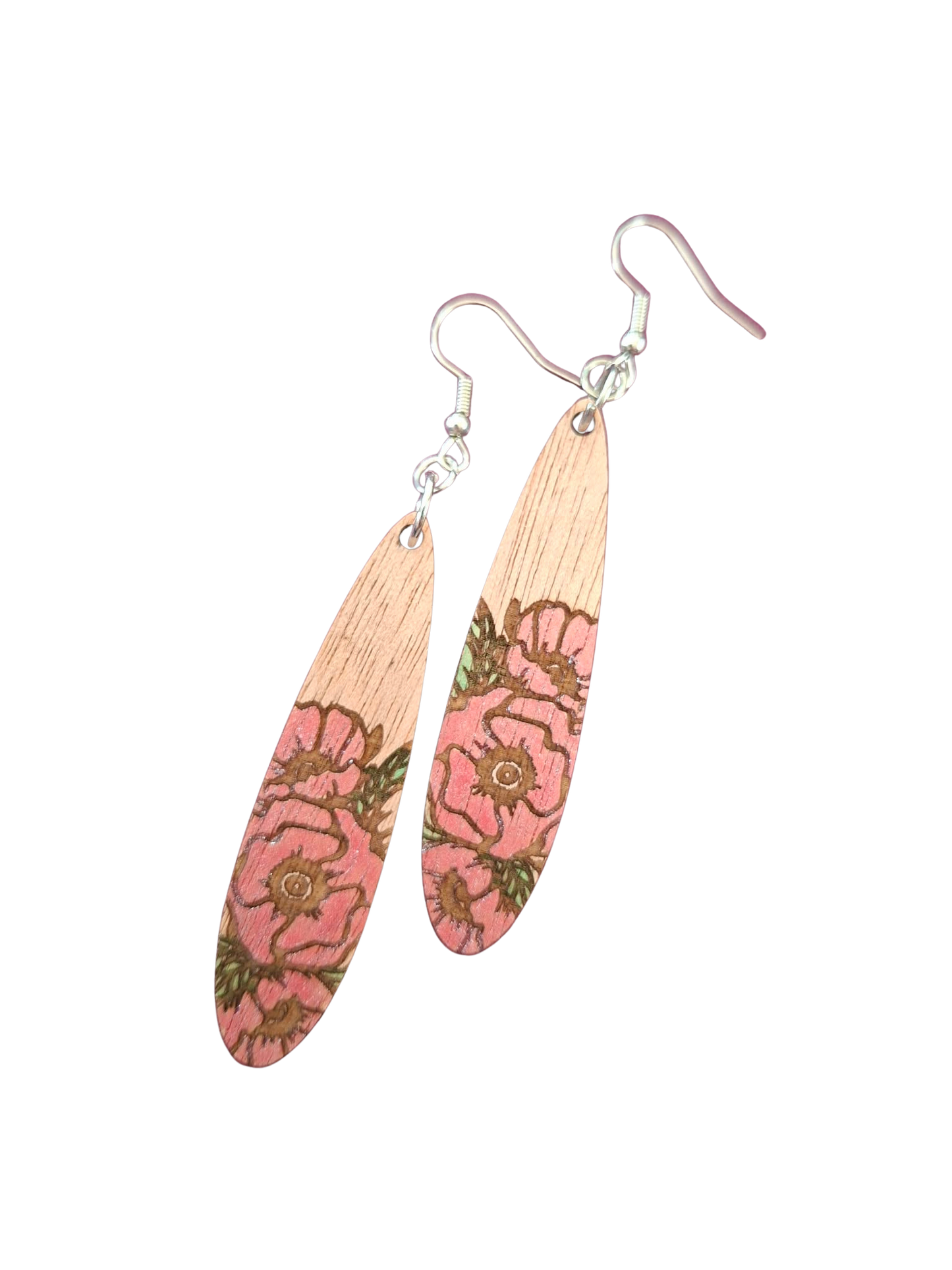 Hand painted wooden earrings
