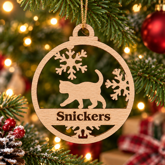 Calling all cat lovers! Personalised wooden cat Christmas decoration - 4 to choose from