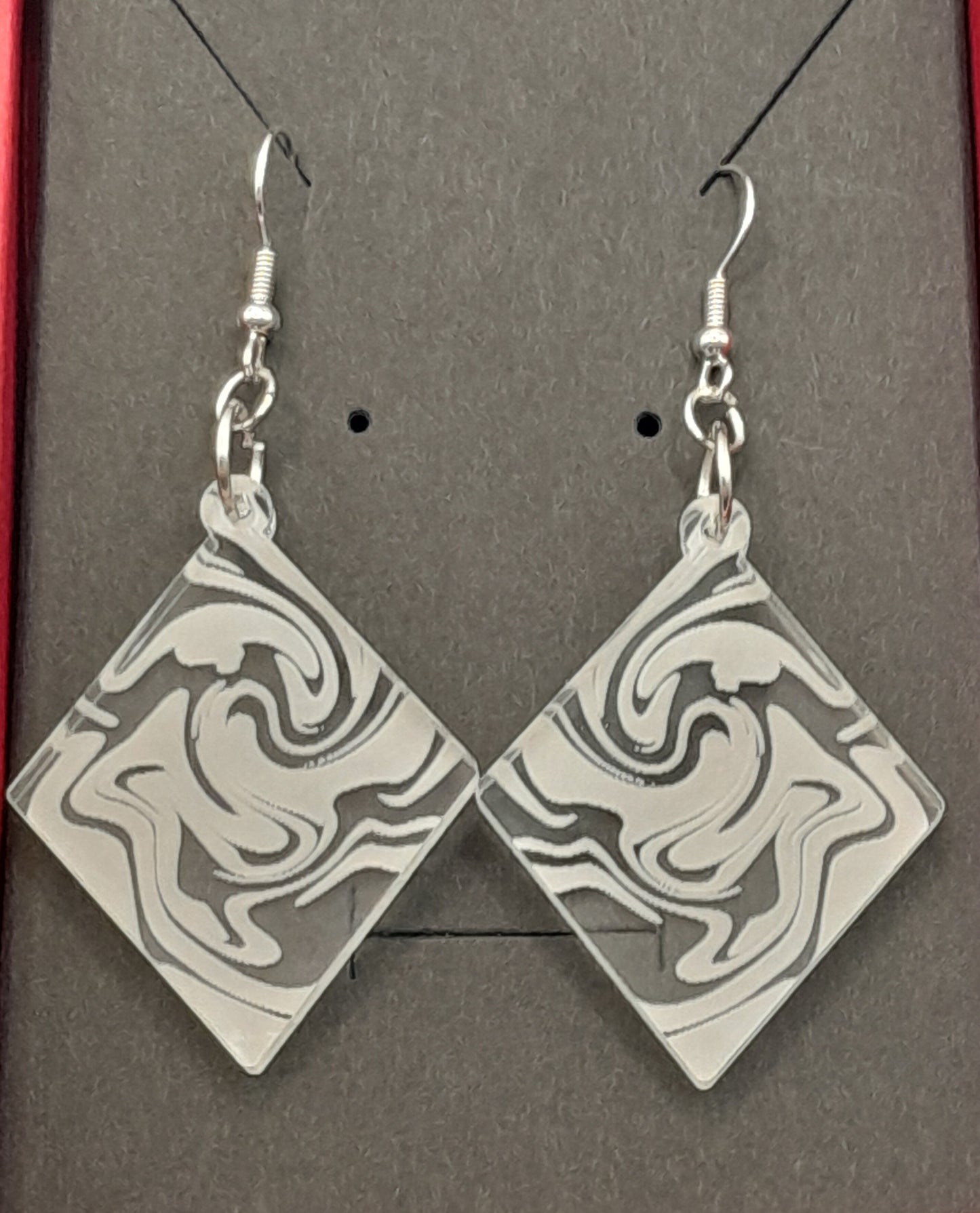 Diamond earrings - laser cut and engraved swirl