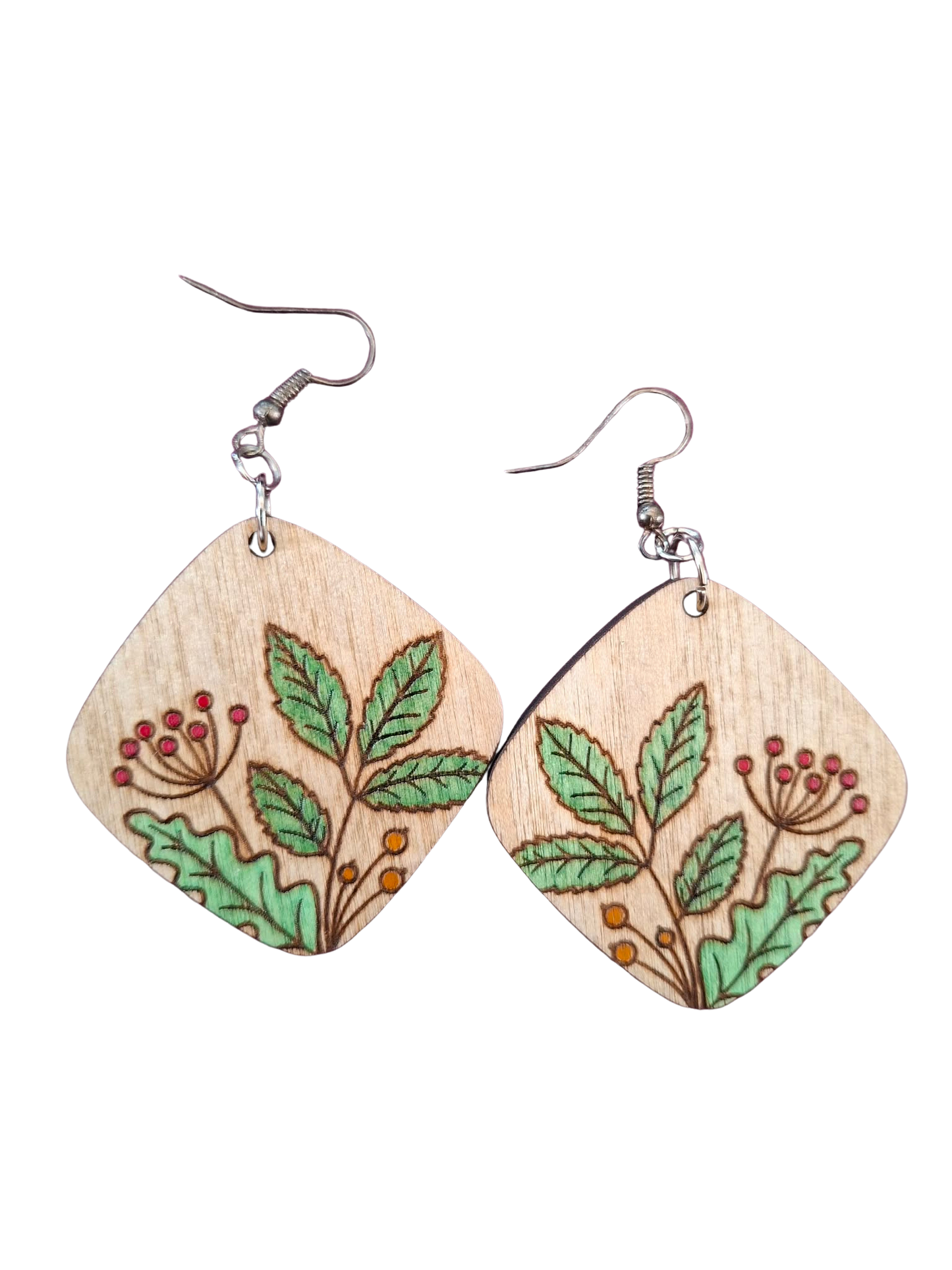 Hand painted wooden earrings