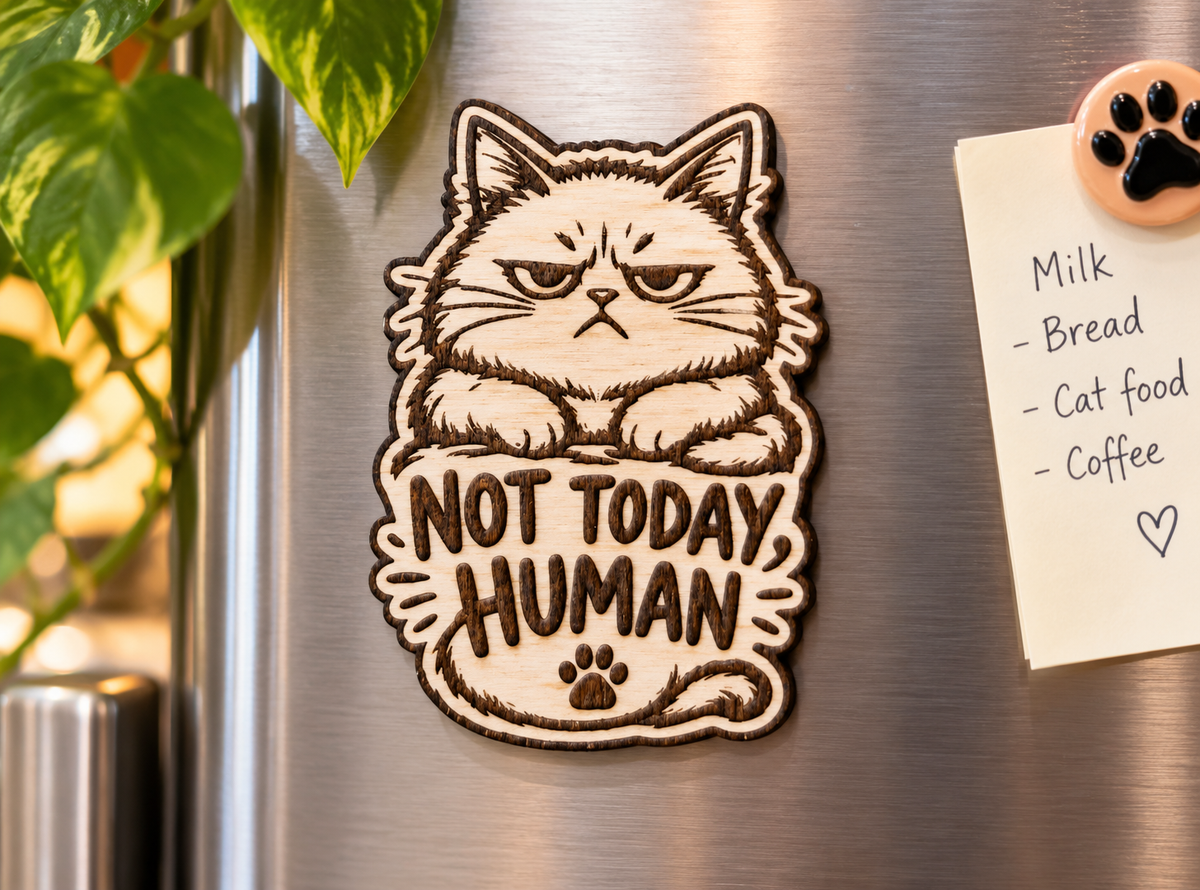 Catitude! Set of 8 Wooden Cat Fridge Magnets – NZ Made
