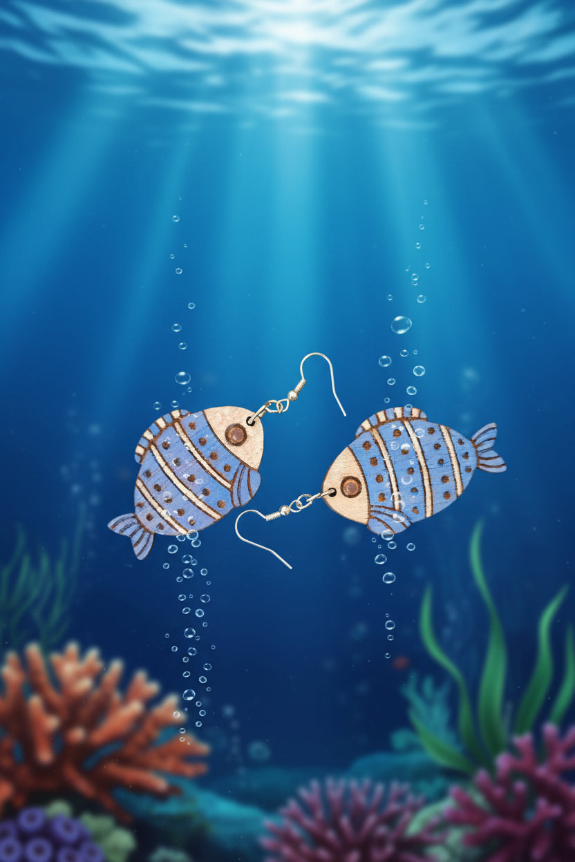 Handmade Fish Earrings – Laser Cut & Hand-Painted | Made in New Zealand