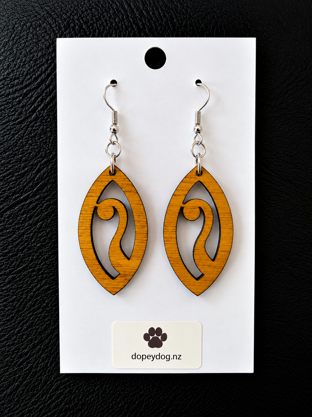 Deep Yellow Hand-Painted Koru Wooden Earrings   NZ Made