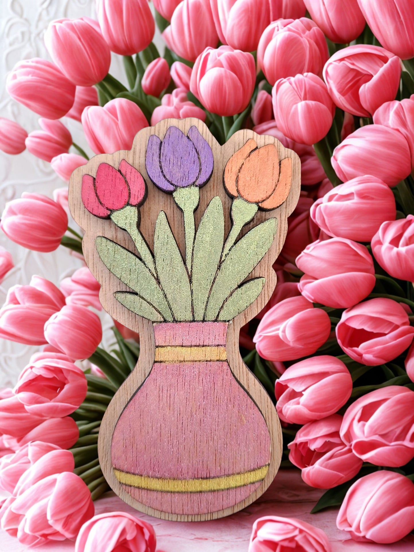 Hand painted flower magnet