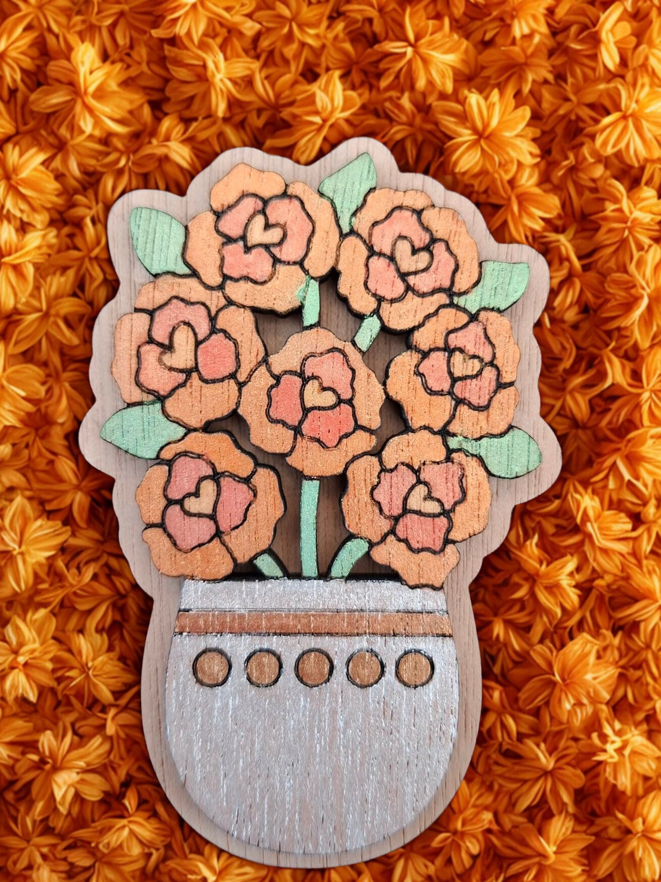 Hand painted flower magnet