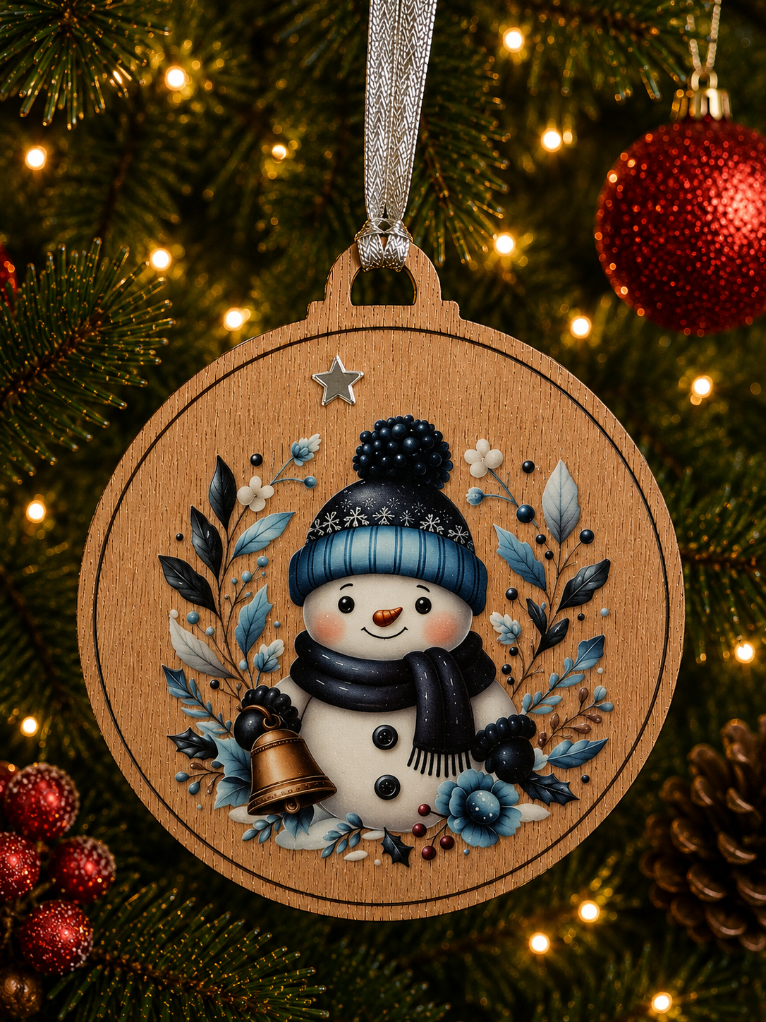 Blue Snowman Bell Decoration