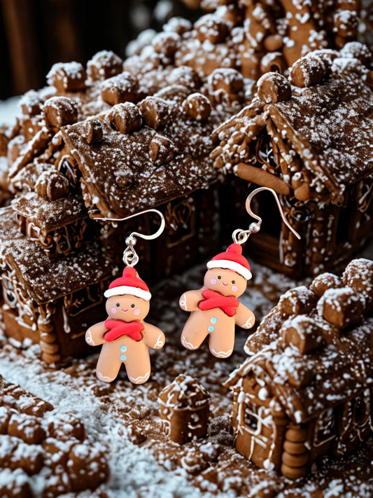 Gingerbread people earrings