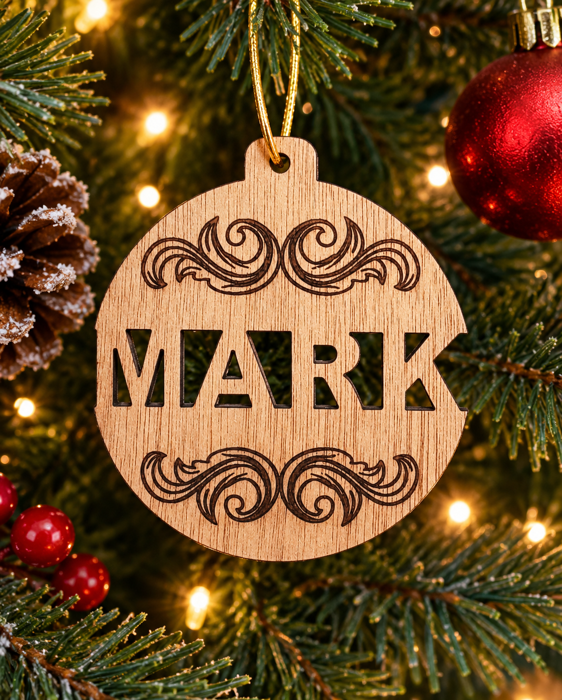 Early bird special - Personalized wooden Christmas decoration
