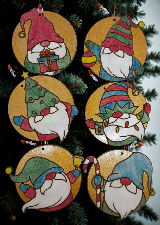 Handpainted wooden Christmas gnomes - set of 6