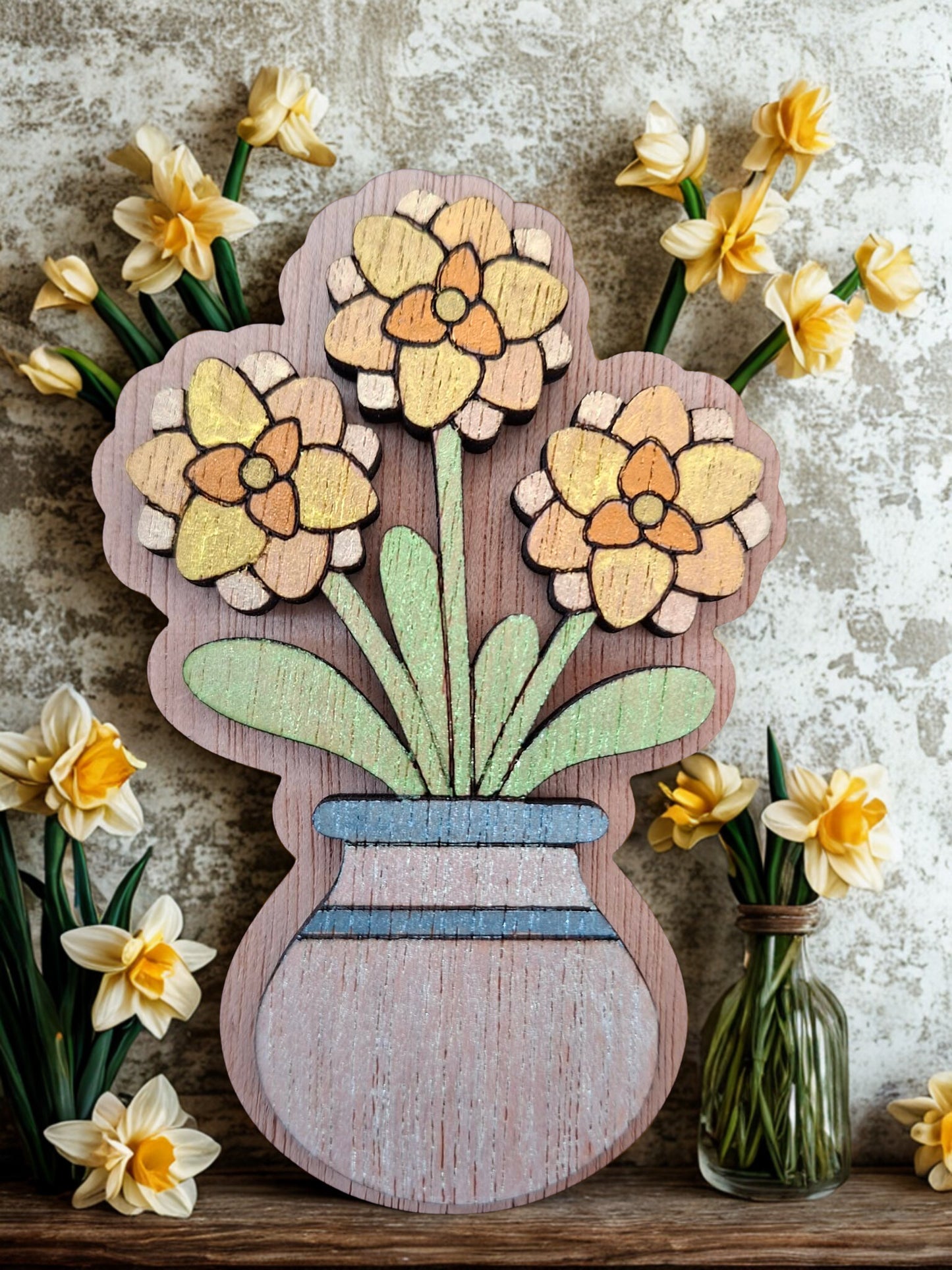 Hand painted flower magnet