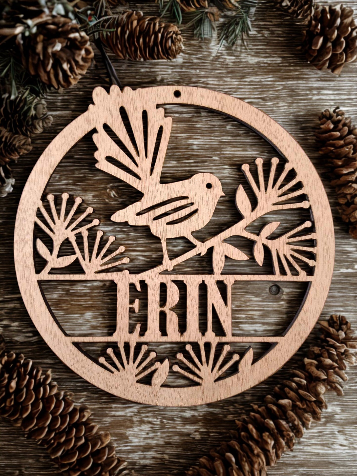 Personalized Kiwiana door signs or wall art - tui, fantail or kea with kiwi