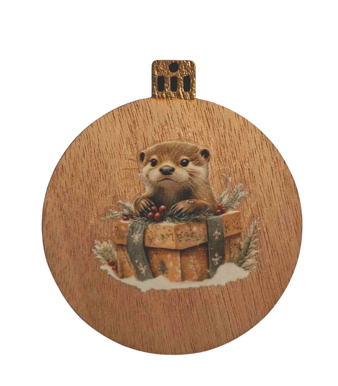 Set of four wooden cute animal Christmas decorations