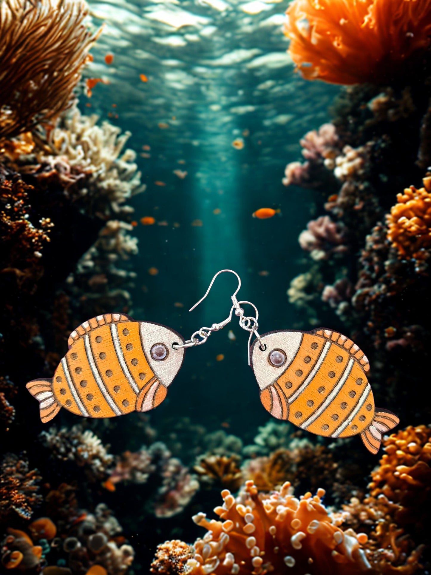 Hand painted fish earrings