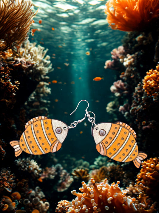 Hand painted fish earrings