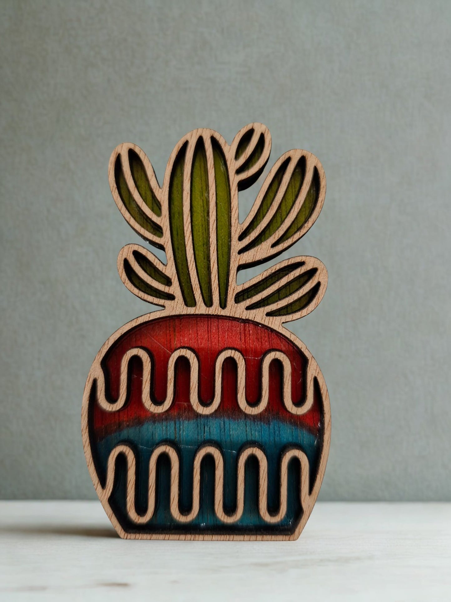 Hand coloured plant magnet