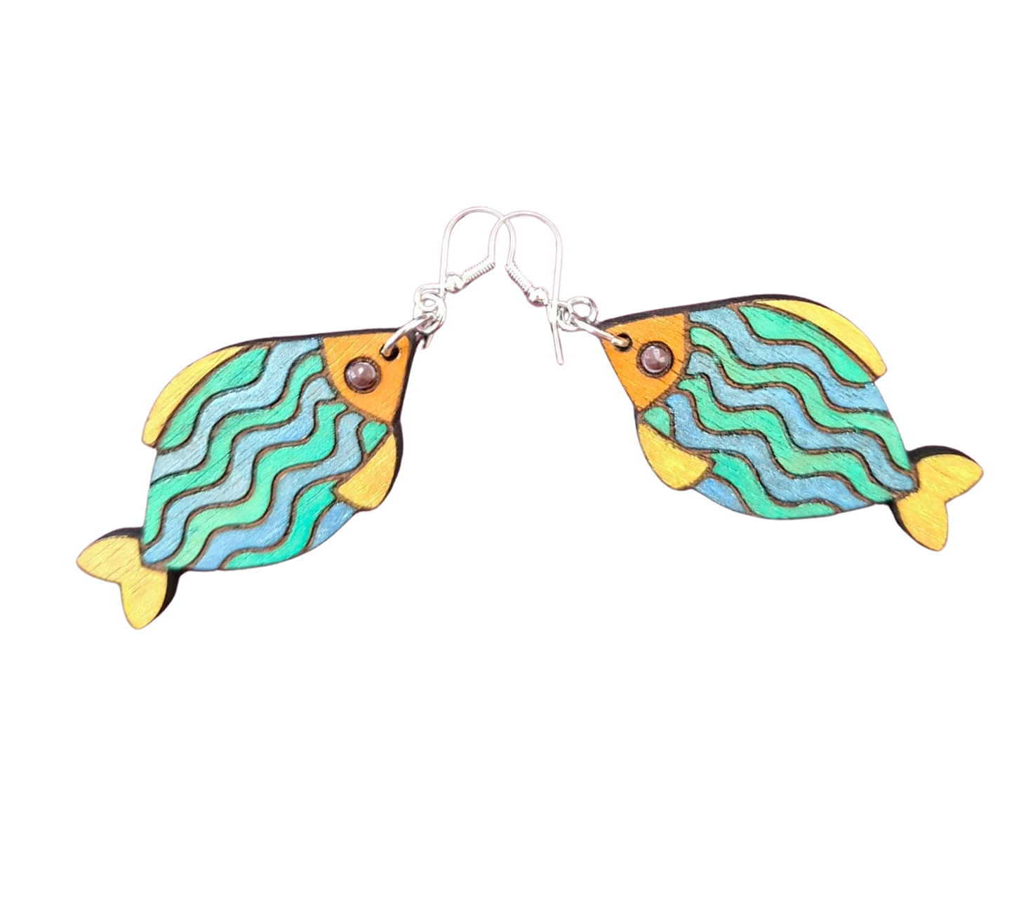 Hand painted fish earrings