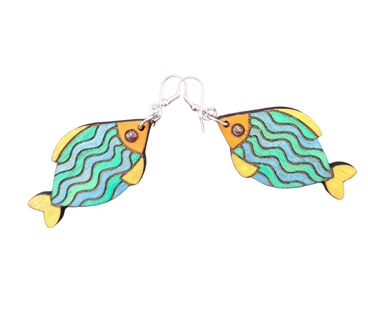 Hand painted fish earrings