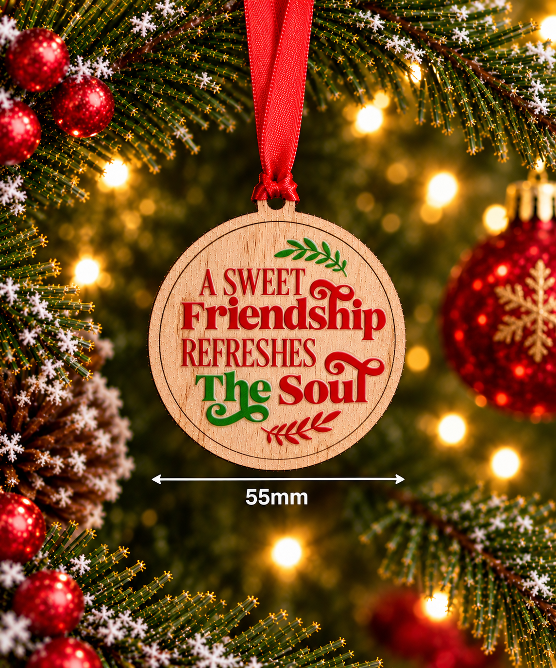 A Sweet Friendship Refreshes the Soul – Wooden Christmas Decoration