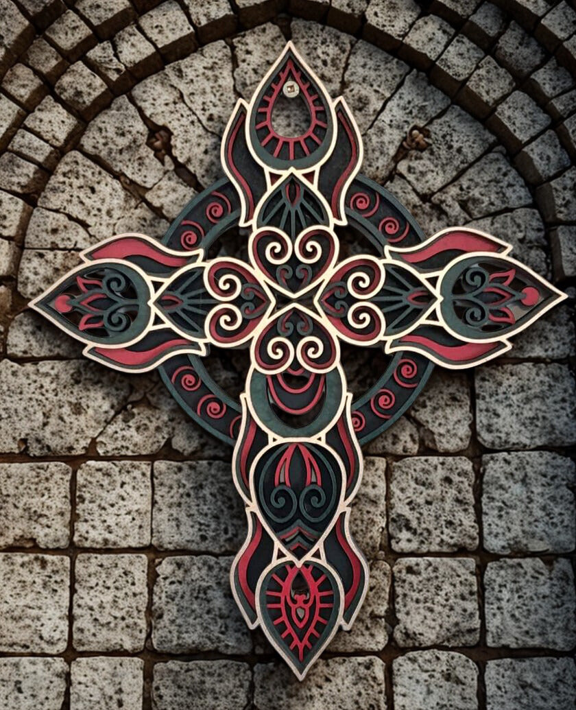 Cross multi layered wall art - one off piece