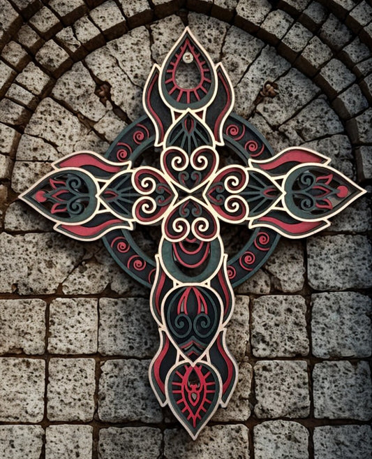 Cross multi layered wall art - one off piece