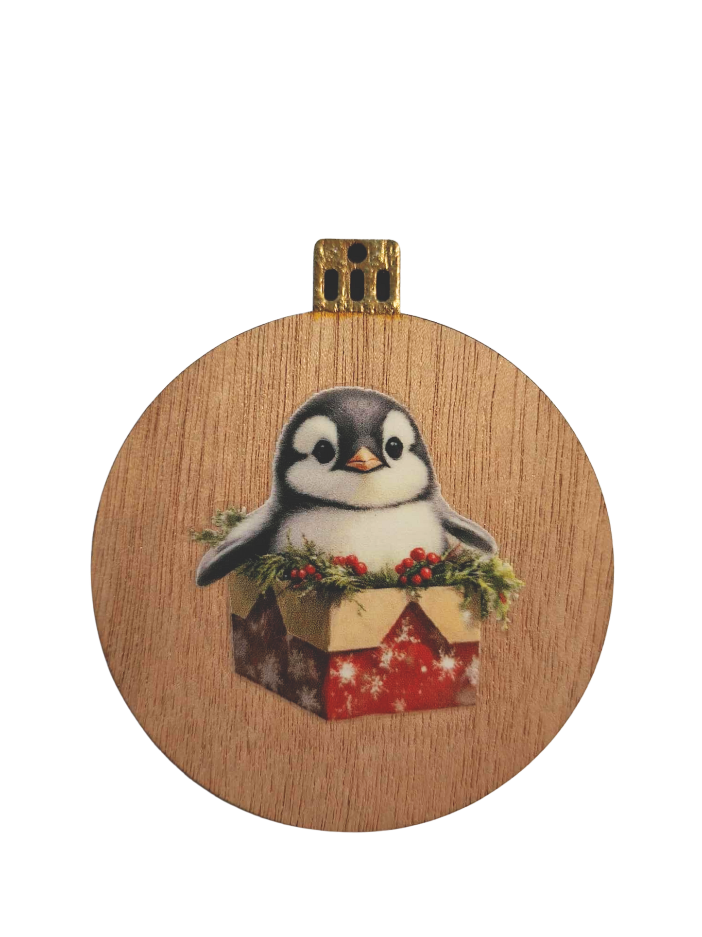 Set of four wooden cute animal Christmas decorations