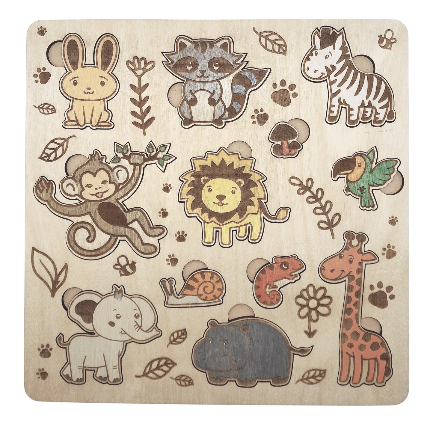 Animals jigsaw puzzle - handmade and painted