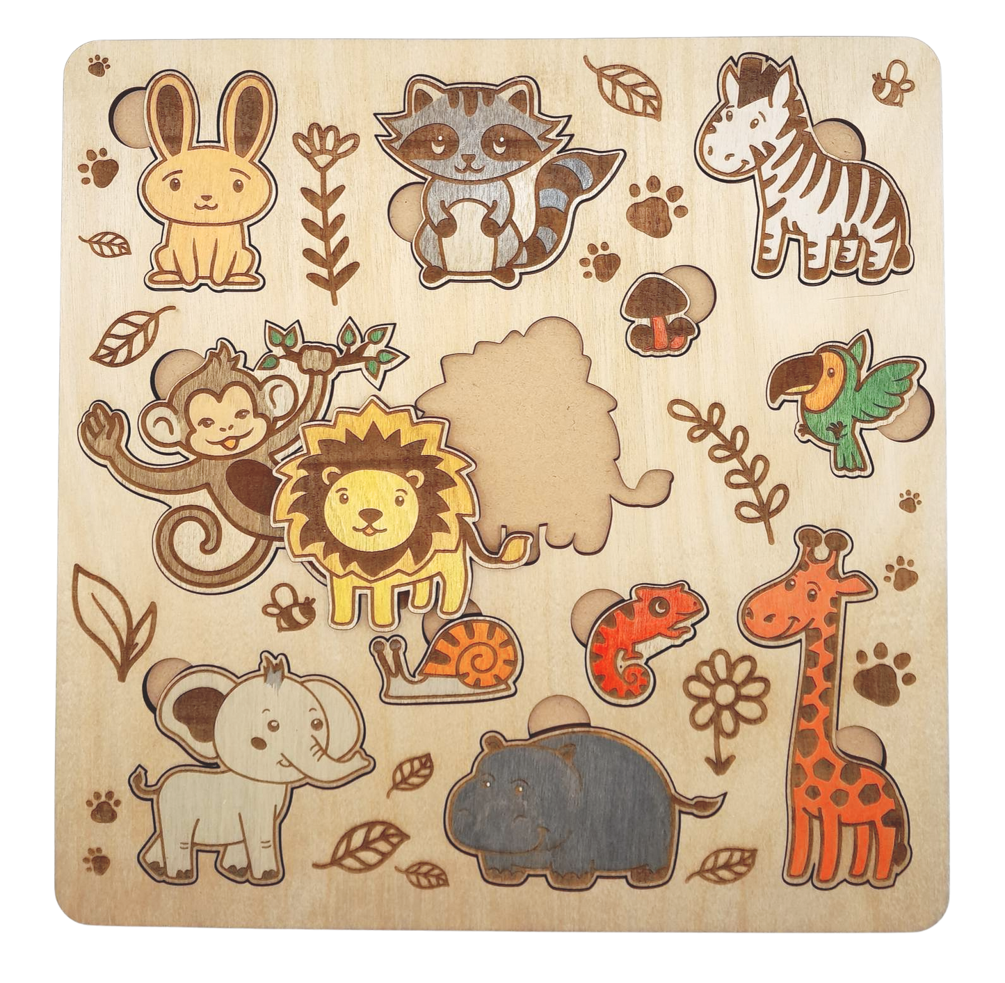 Animals jigsaw puzzle - handmade and painted