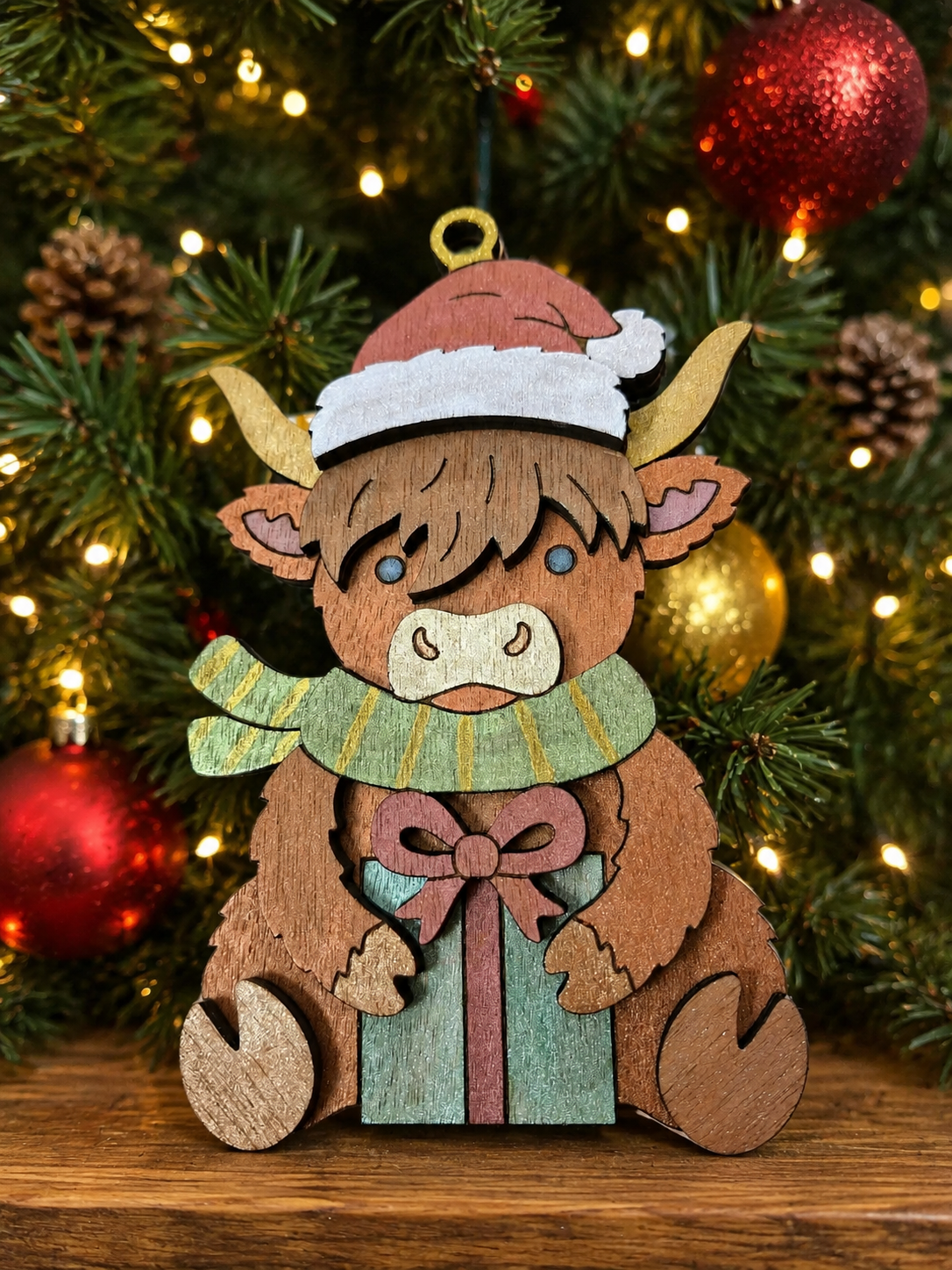 Large Highland Cow Christmas Decoration