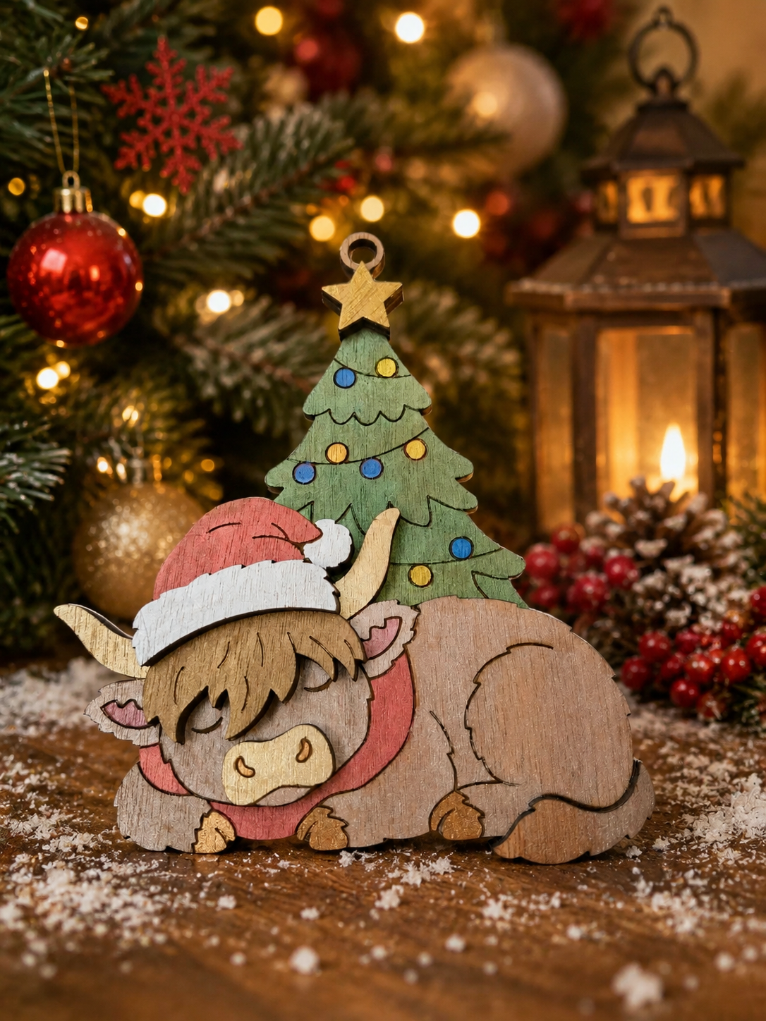 Large Highland Cow Christmas Decoration