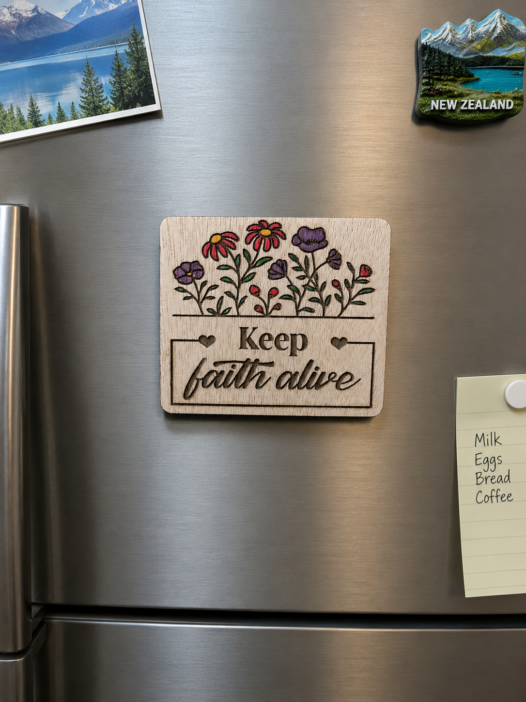 Motivational fridge magnet sign -Keep faith alive