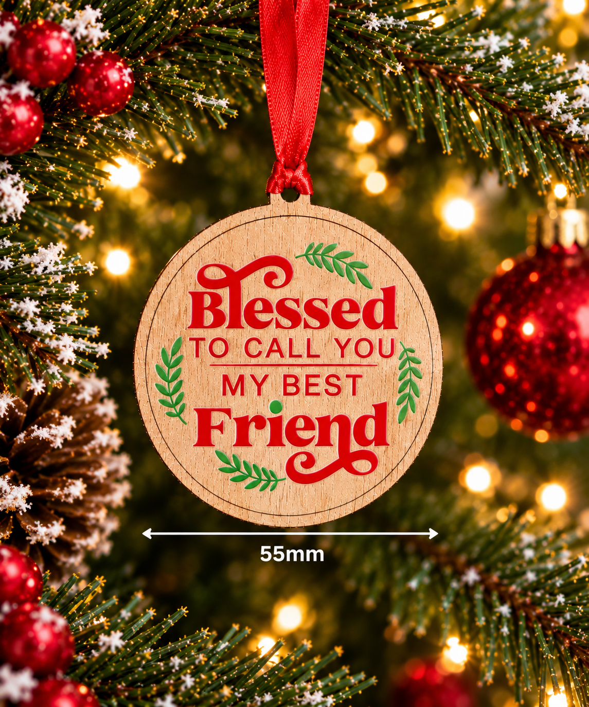 Blessed To Call You My Best Friend– Wooden Christmas Decoration
