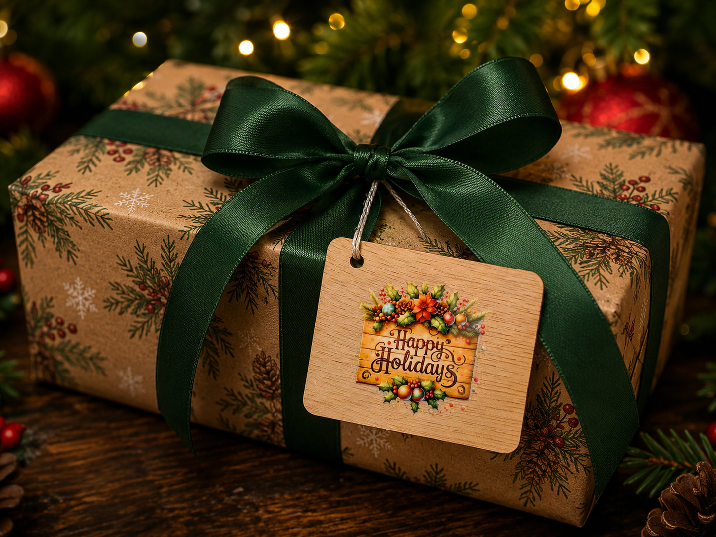 Zhoosh up your Christmas gifts! Set of six reusable wooden tags