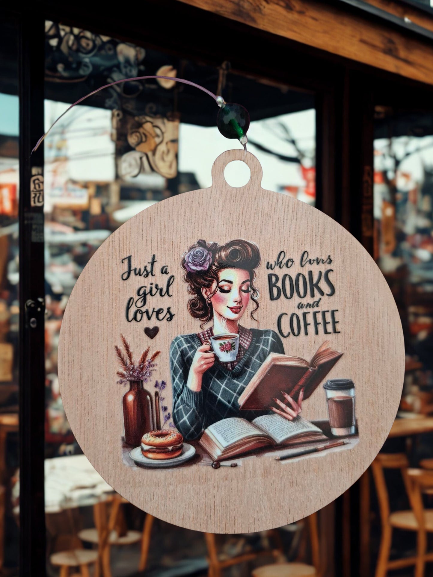 Retro Who loves books and coffee fridge magnet/hanger