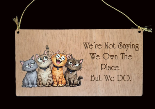 Cat Lover Wooden Sign - We're Not Saying We Own the Place. But We DO.