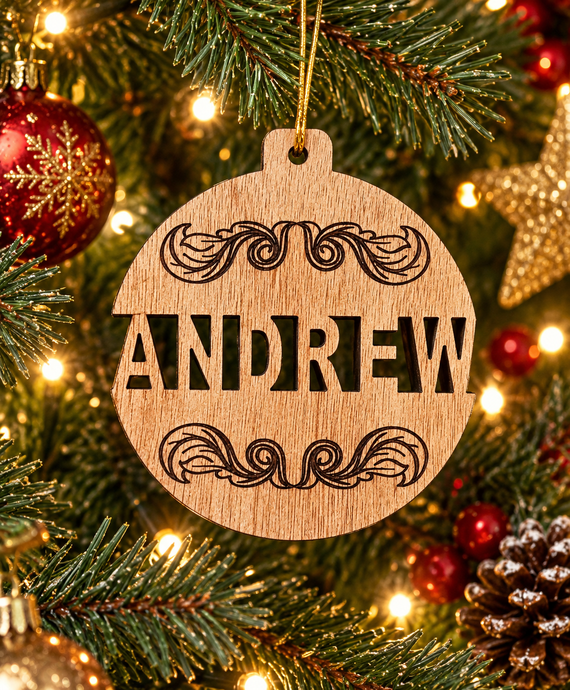 Early bird special - Personalized wooden Christmas decoration