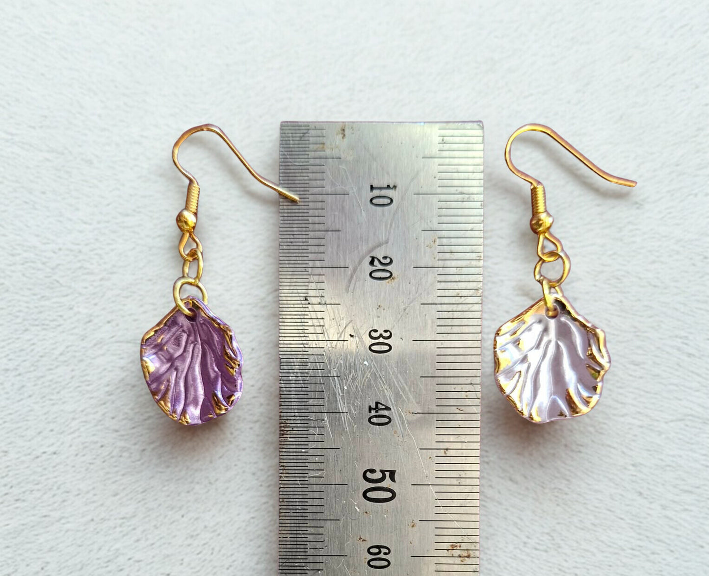 Gold edged shell shaped earrings -  11 colours to choose from