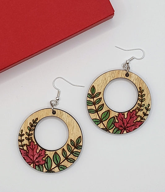 Hand painted wood earrings