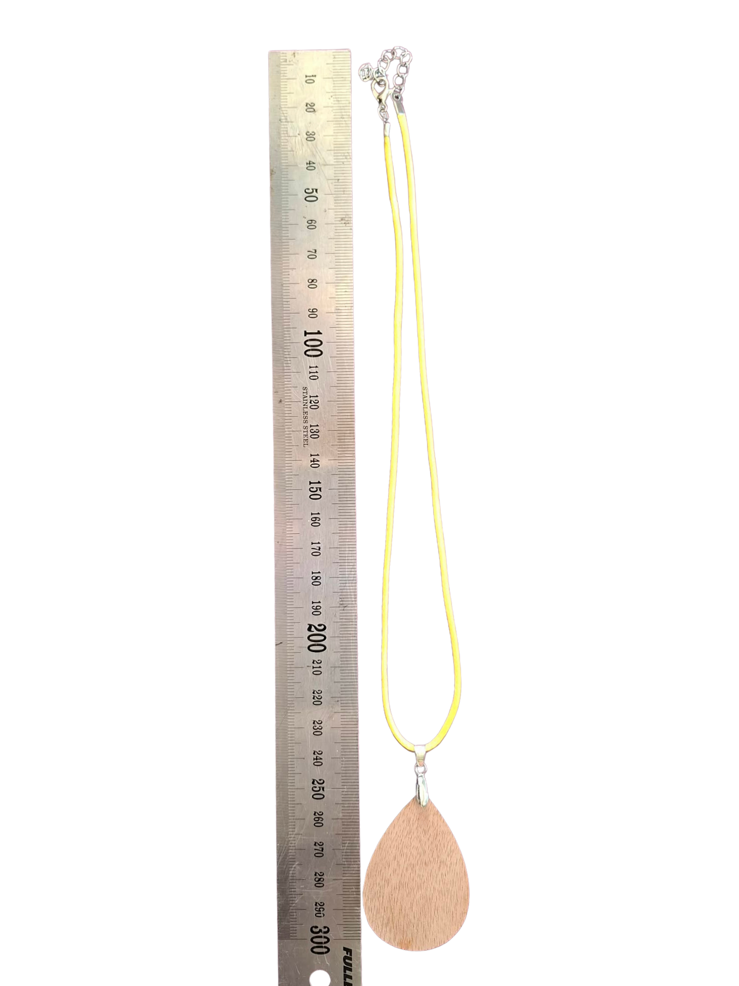 Hand painted wood and resin necklace and cord - red and natural wood