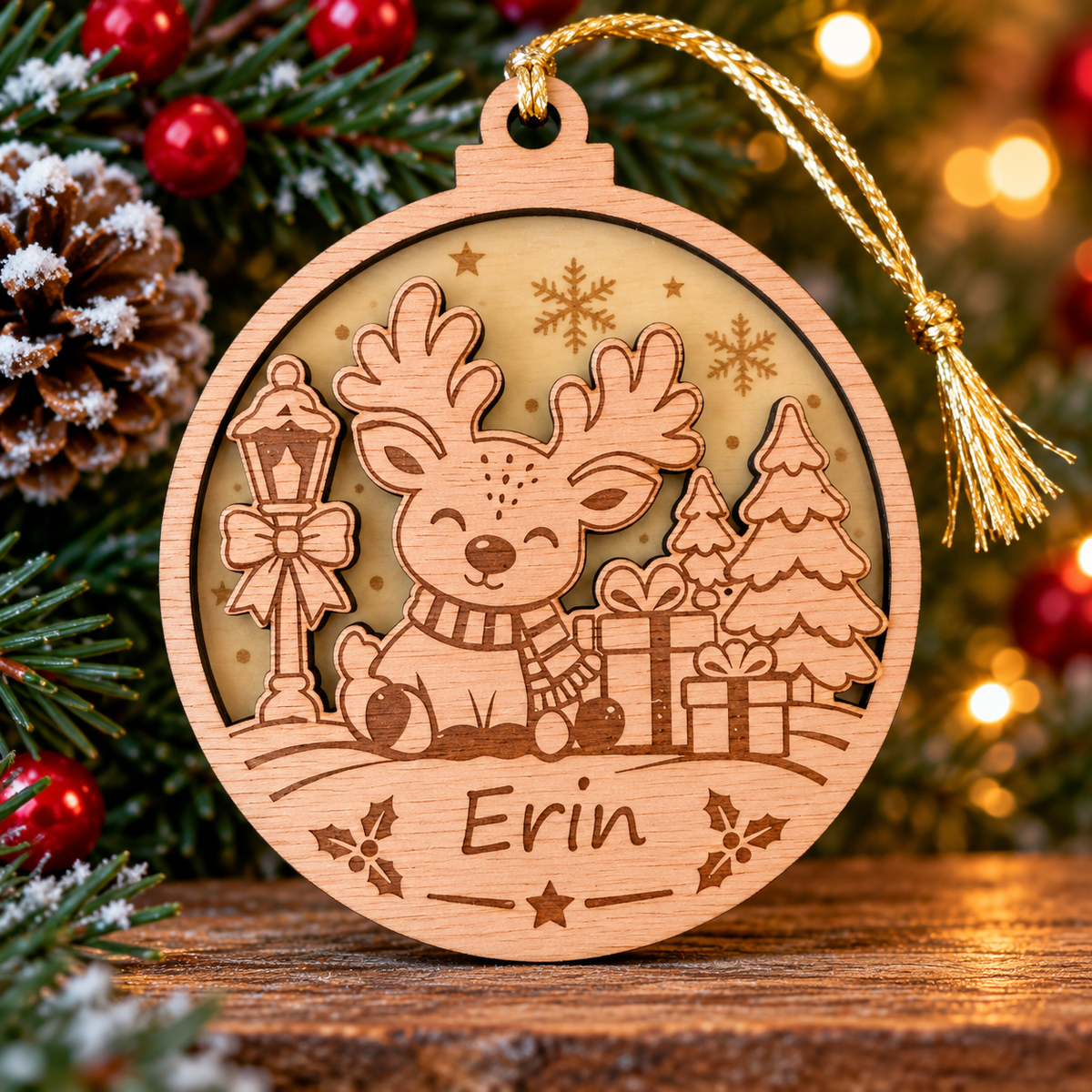 Personalised Reindeer Christmas Decoration