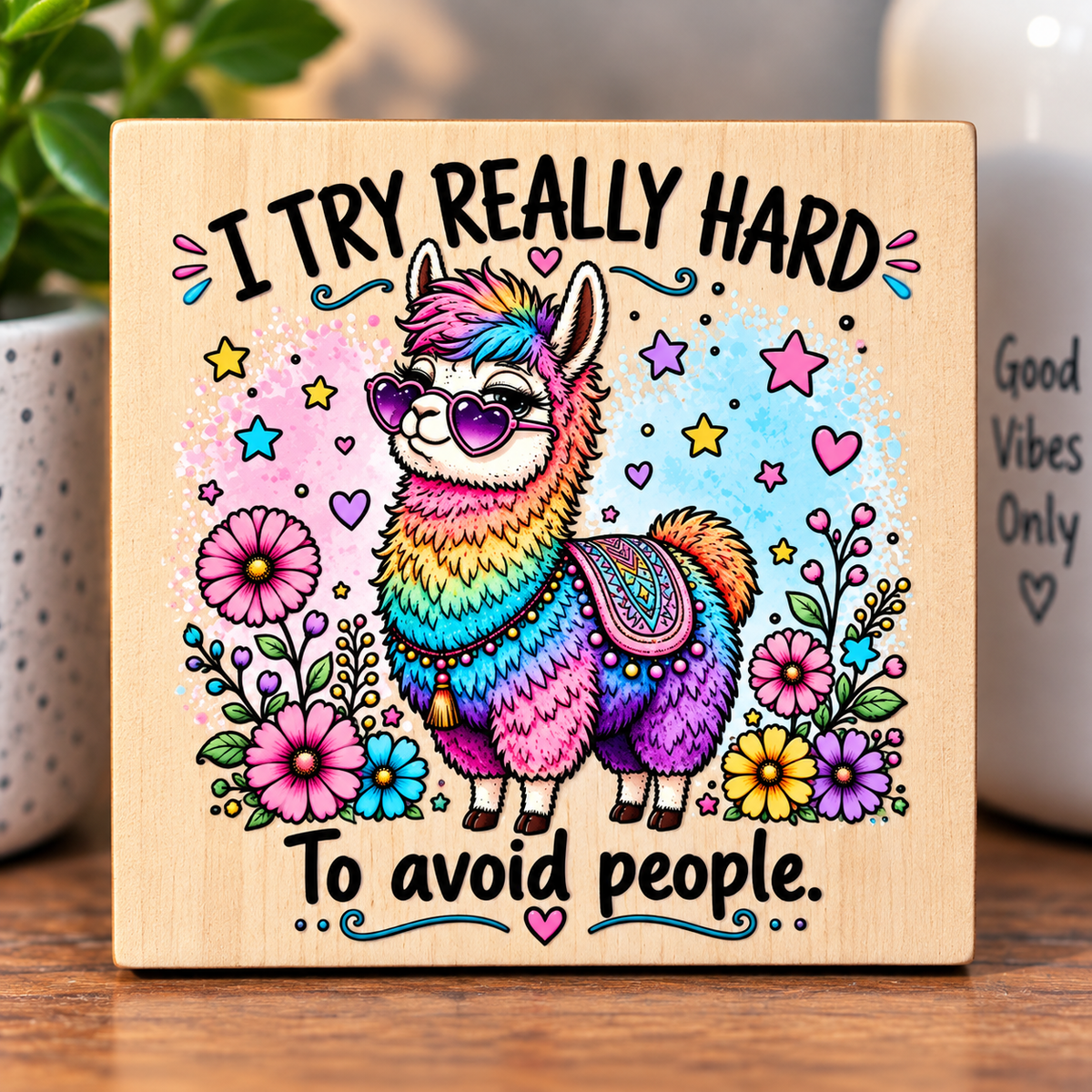 I Try Really Hard To Avoid People – Funny Wooden Fridge Magnet