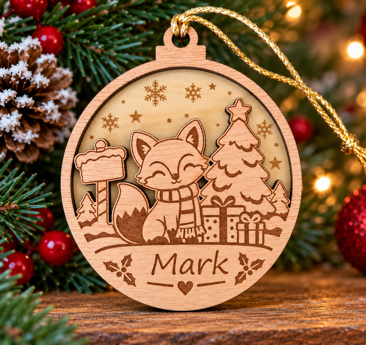 Personalised Fox Christmas Decoration