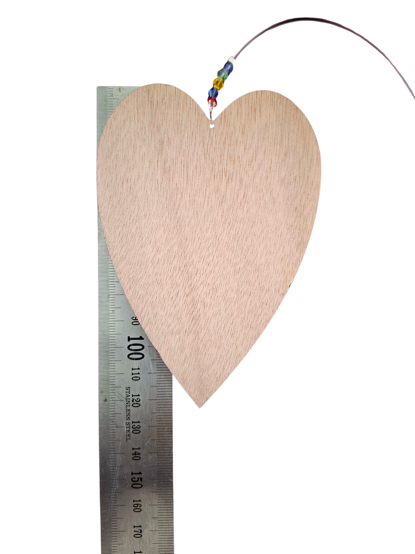 Hanging wooden heart with flowers