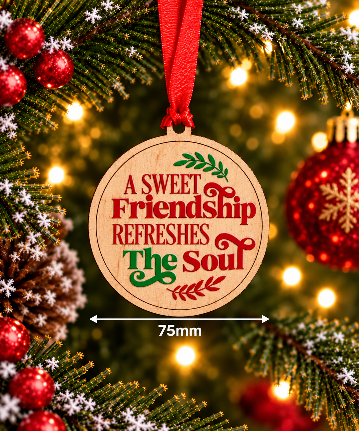 A Sweet Friendship Refreshes the Soul – Wooden Christmas Decoration