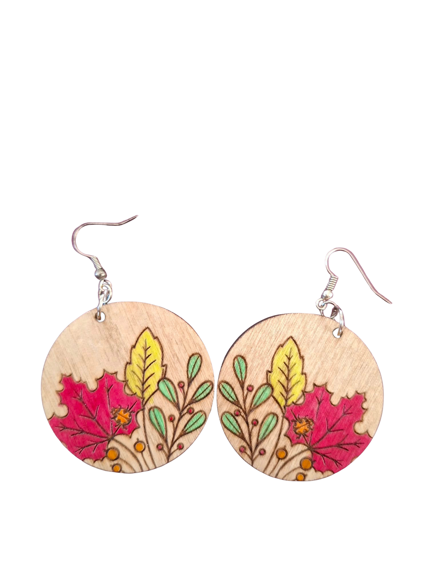 Hand painted wooden earrings