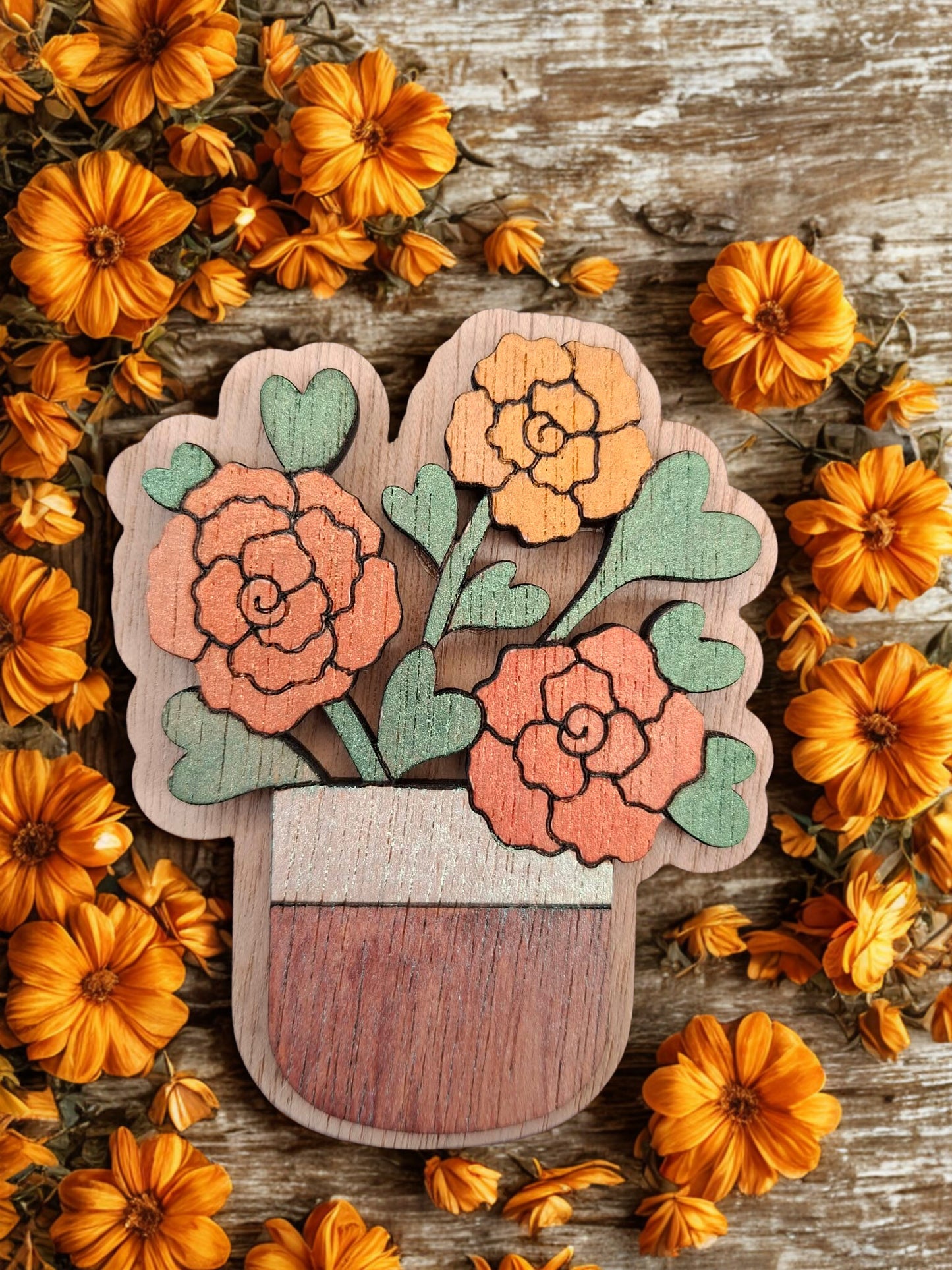 Hand painted flower magnet