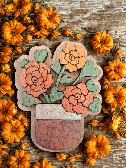Hand painted flower magnet