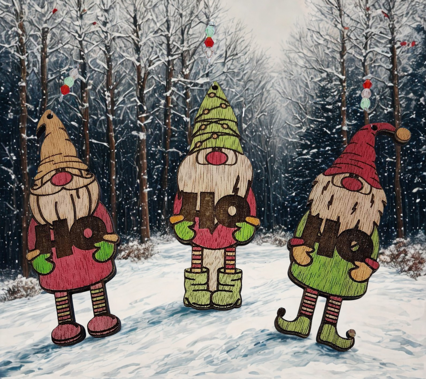 Handpainted wooden Christmas gnomes - set of 3