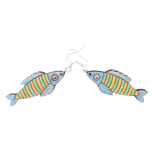 Hand painted fish earrings